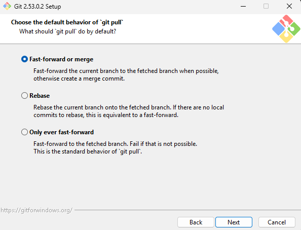 Instalacja Git - Choose a credential helper